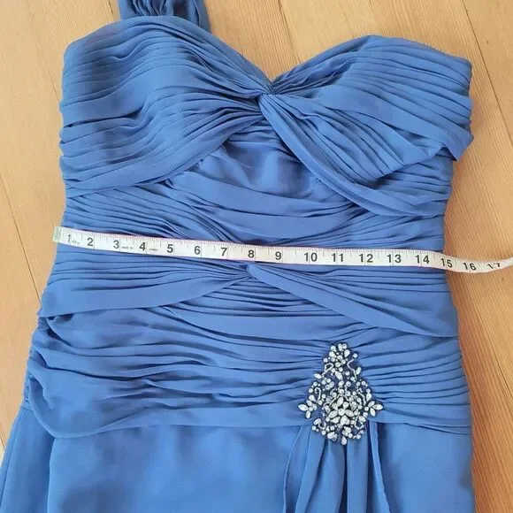 NWT Alfred Angelo navy single strap maxi dress sweetheart neckline wedding guest - Picture 16 of 16